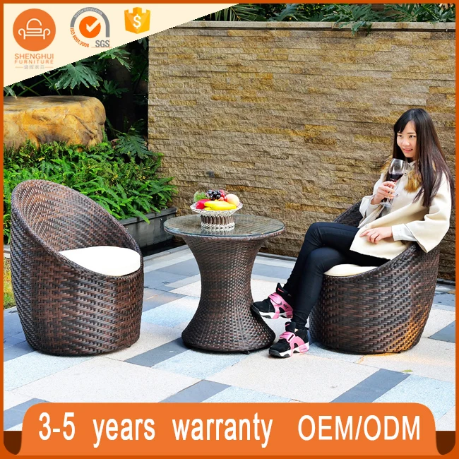 
Popular Fibreglass PE Rattan Wicker Garden Restaurant Coffee Shop Outdoor Furnitures 