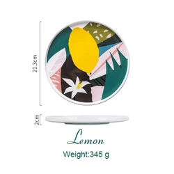 Unique Royal Printed Colorful Decorative Fine Ceramic Airline Plate For Dinner 2077