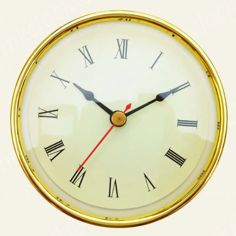 
100mm decorative gold plating plastic frame mineral glass lens quartz clock movement small clock fit up 