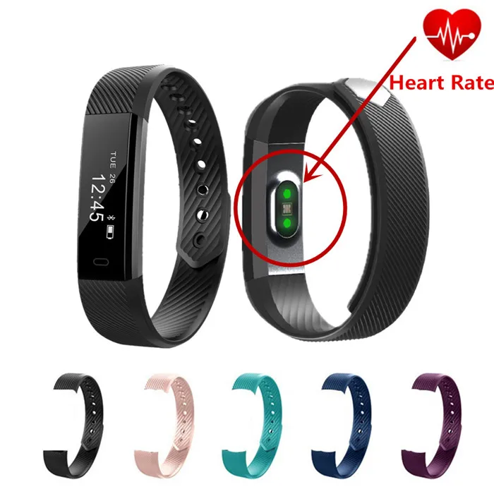 ID115 HR Wrist Band Pedometer Pulsometer Heart Rate Monitor Sleep Tracker Step Counter Smart Wristband