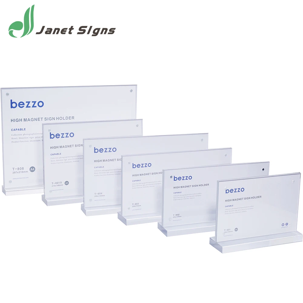 High quality T shape High magnet customized acrylic A5 paper holder A4 paper holder menu stand