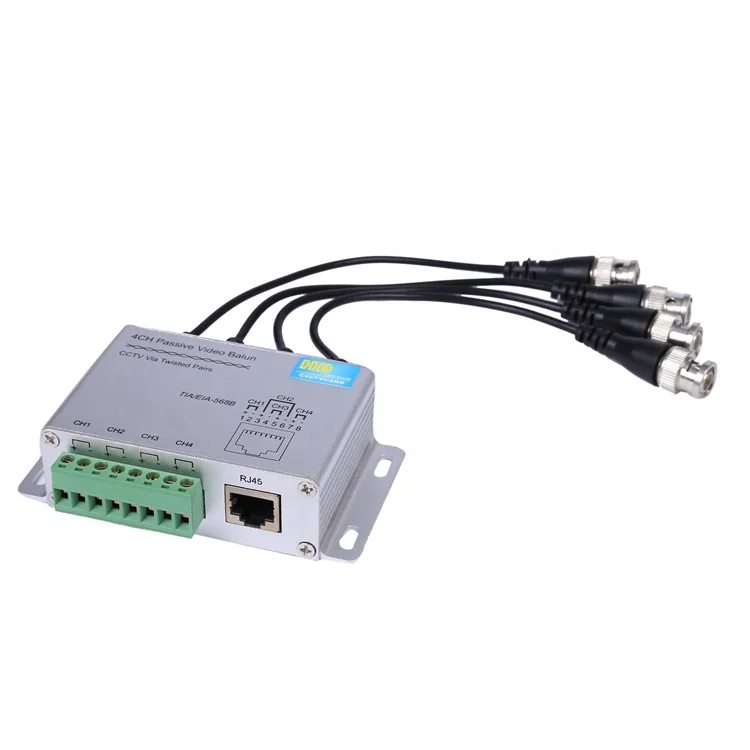 4 channel male BNC passive twisted-pair video balun for cctv system
