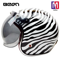 BEON B108 Bright black ECE DOT approved motorcycle Unisex Open Face helmet Cascos moto Vintage electric Scooter cascque Retro