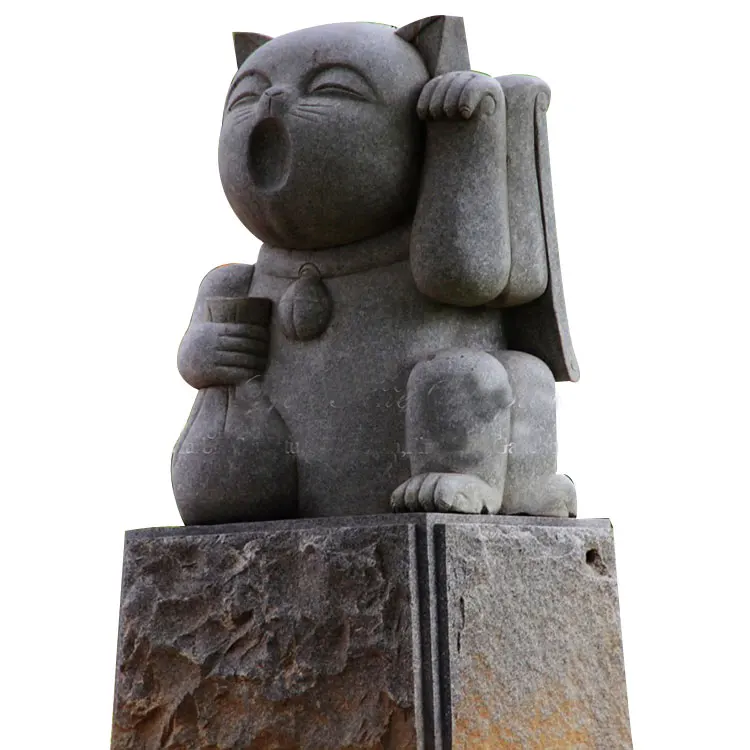 Outdoor Large Granite Stone Lucky Cat Statue