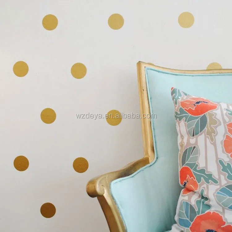 
Custom Gold polka dot diy wall decals nursery kids room removable vinyl paper wall art home decoration sticker 