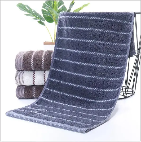 Home textiles wholesale fashion soft solid color striped long bathroom face wash towel