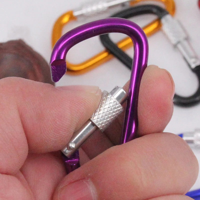 Outdoor Camping Equipment Keychain Hooks Locking D Quickdraw Carabiner Clip