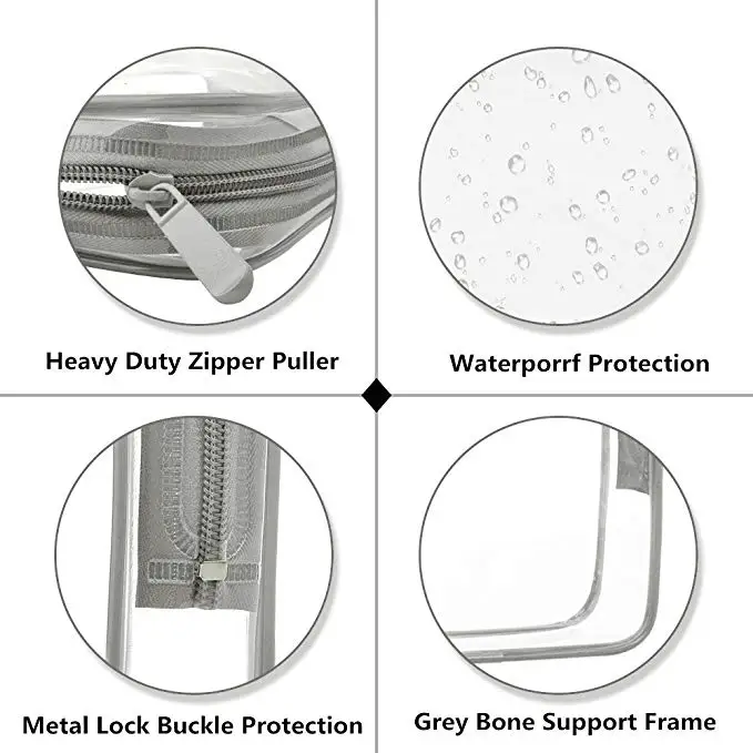 
Heli Custom Clear Zipper PVC Plastic Cosmetic Bag With Handle 