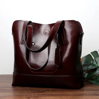 China Factory genuine leather ladies shoulder bag women fashion tote bags shopping handbag women bucket