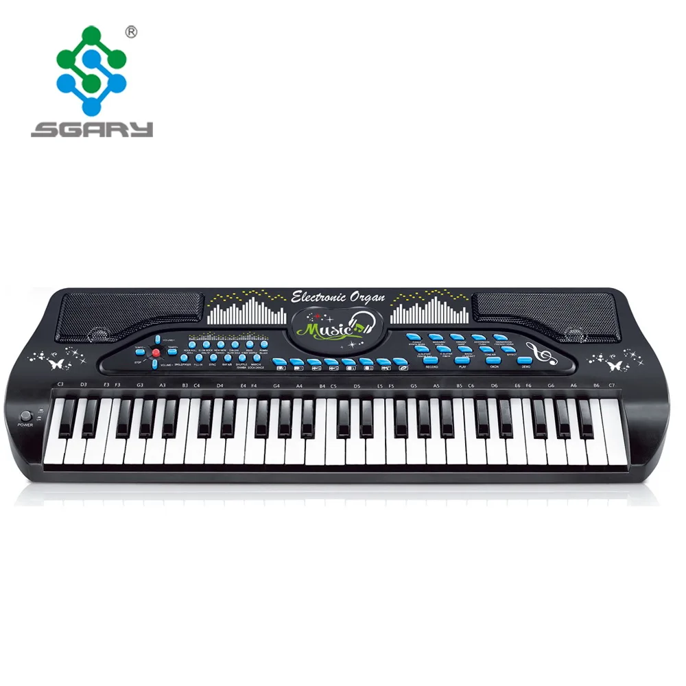 Premium Black 49-Key Portable Electronic Keyboard With Microphone and USB Connecting Line