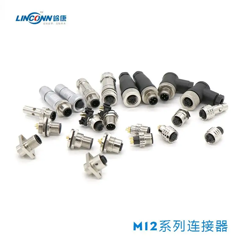 Hot sell circular signal connector plug mount m12 male female connector with cable china factory