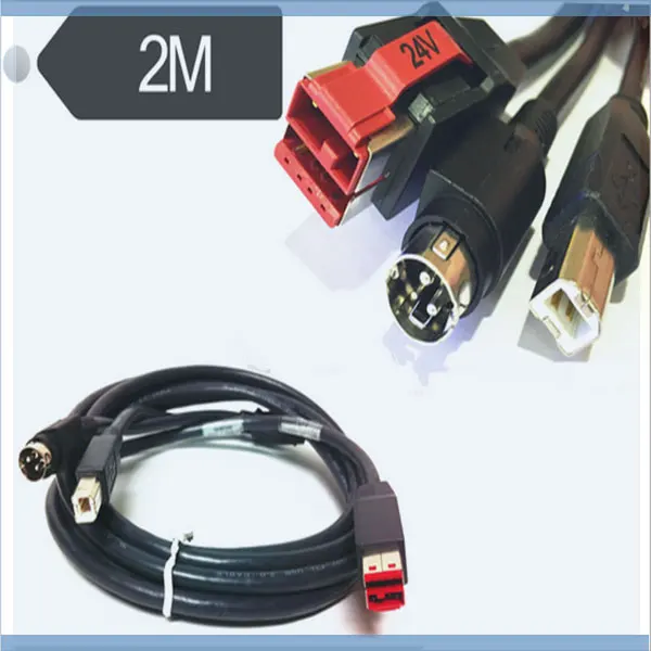 POS Принтер передачи данных зарядки использования 24 В Powered USB Кабель
