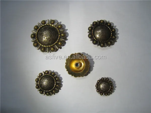 Antique Silver Gold Rope Berry Conchos