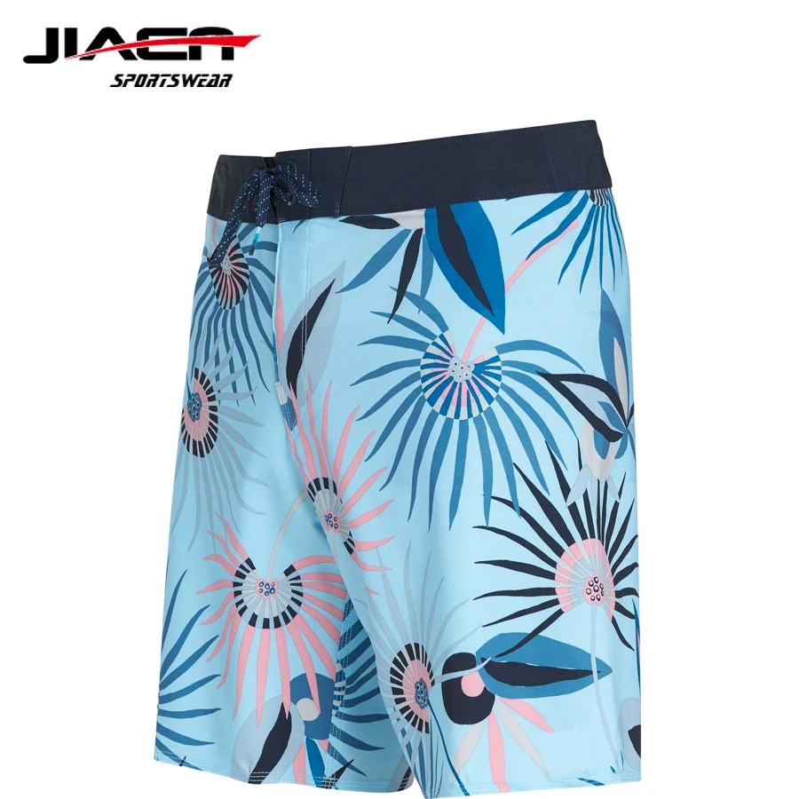 New custom men beach shorts boardshort quick drying 4 way stretch surf board shorts blue