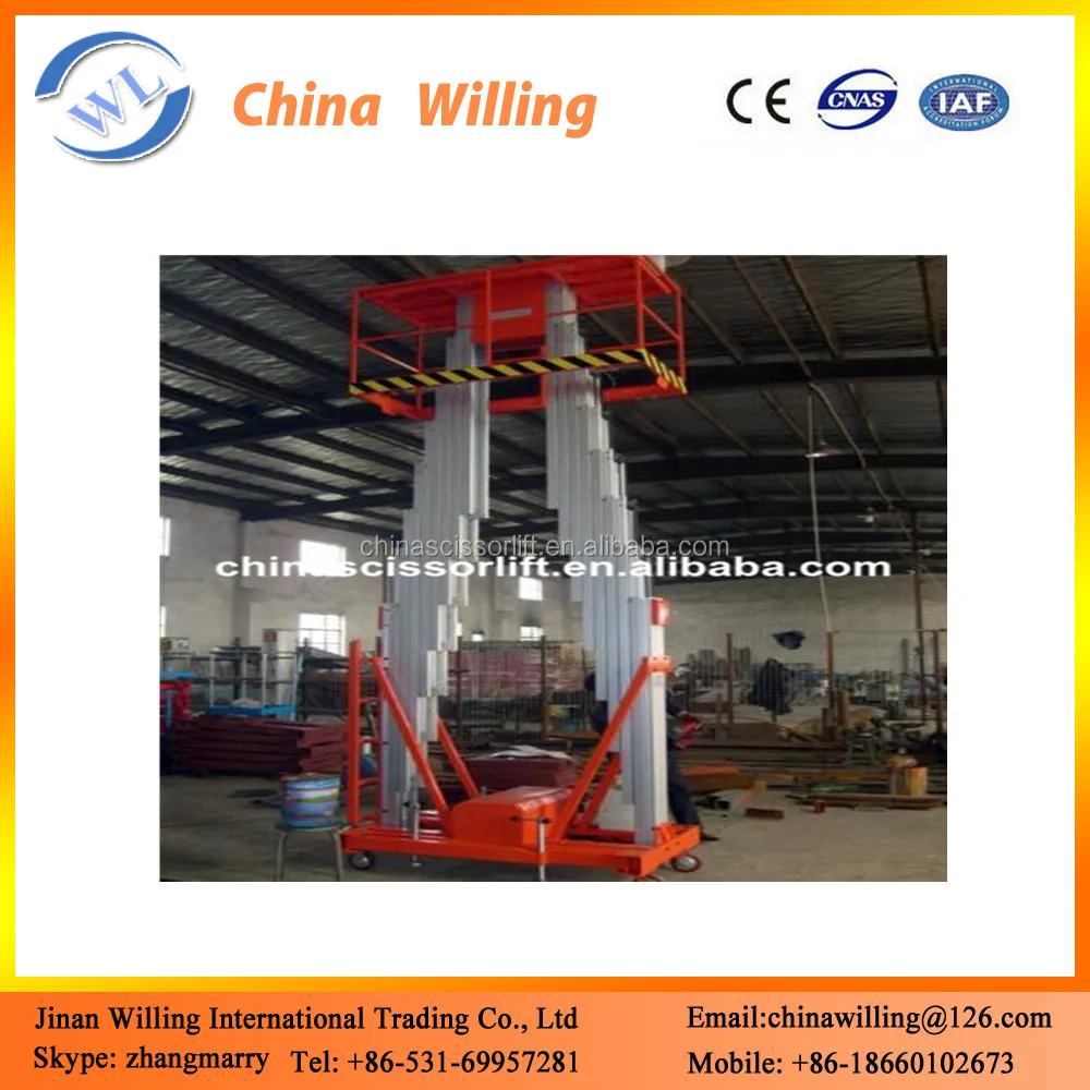 Двойной мачты 16 м сверхмощный алюминиевый сплав подъема подъема рабочей платформы на продажу