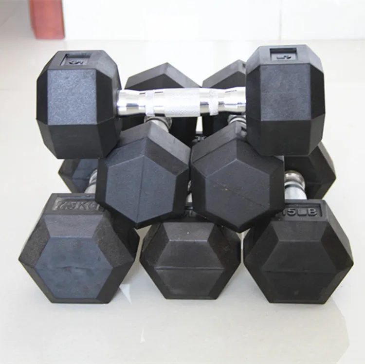 Wholesale high quality commercial rubber coated cast iron dumbbells