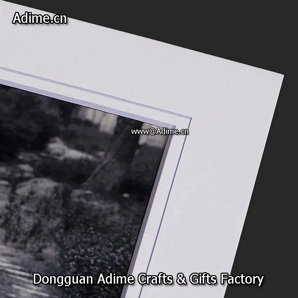 black white double layers slip in photo mat board frame beveled cut mat board