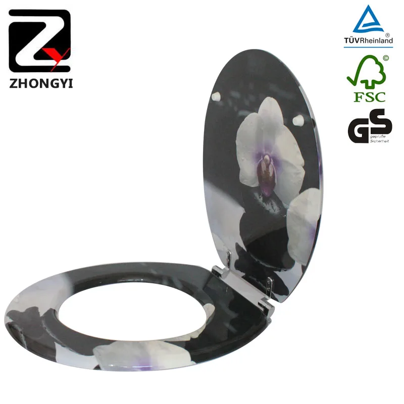 Professional MDF design printing flower toilet seat