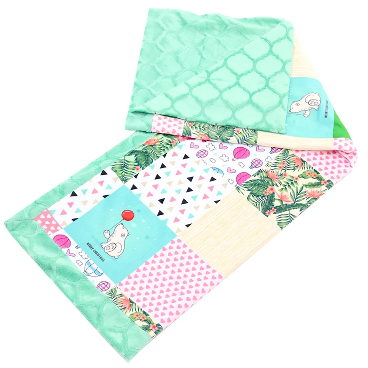 Free Sample Modern Patchwork Picnic Baby Girl Minky Blanket