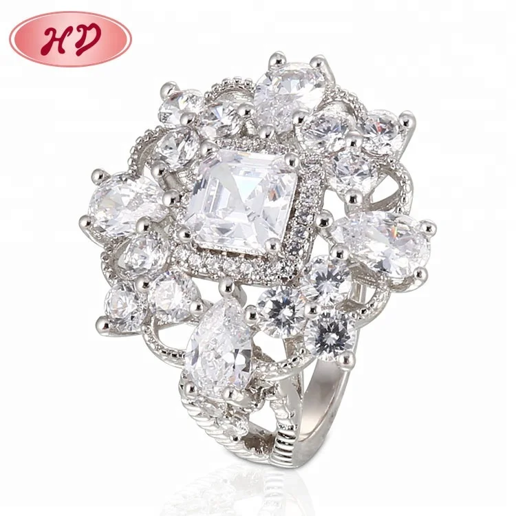 Wholesale Fashion White Gold Cubic Zirconia King Crown Rings For Women Jewelry