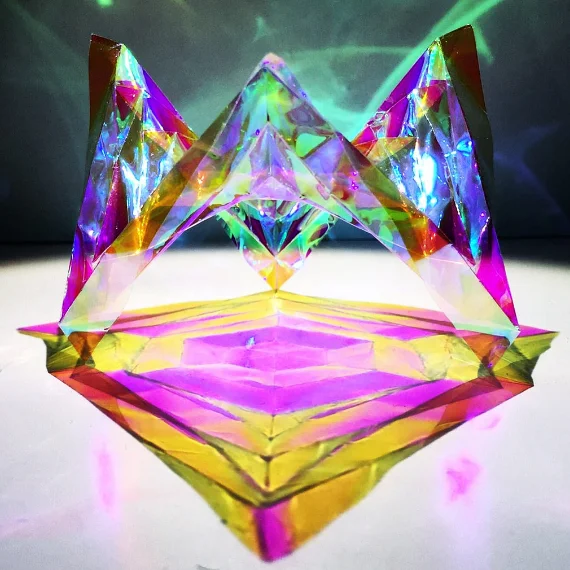 
RG red dichroic iridescent cellophane rainbow window film 