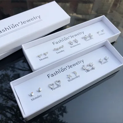 High end gift box package S925 sterling silver stud earrings wholesale custom stud earrings set