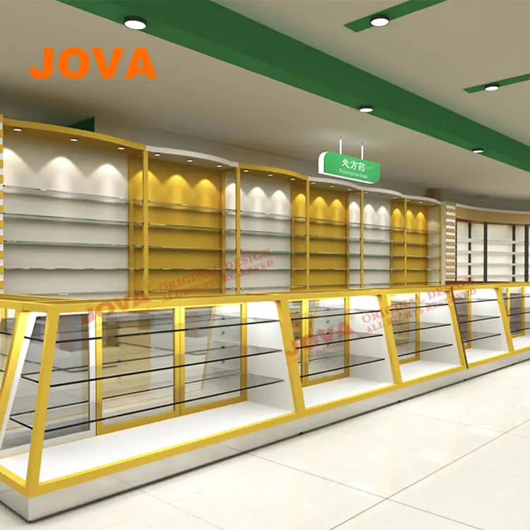 OEM/ODM Retail Pharmacy Shelves Rack Shop Counter Design for Medical Store Furniture