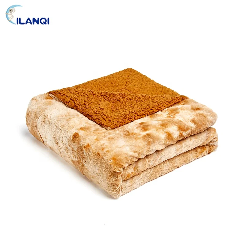 
China Manufacturer Thick Double Layer Blanket Cozy Plush And Sherpa Sofa Thorw For Winter 