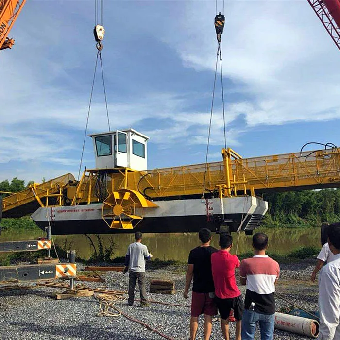 River trash cleaning barge