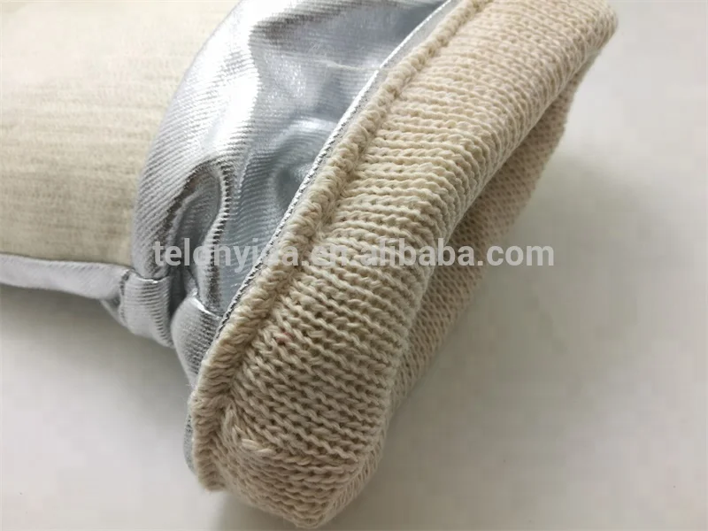 Stock Items 350 Degree Centigrade Resisting Meta-aramid Felt and Aluminum Foil Heat Resistant Aluminized Gloves
