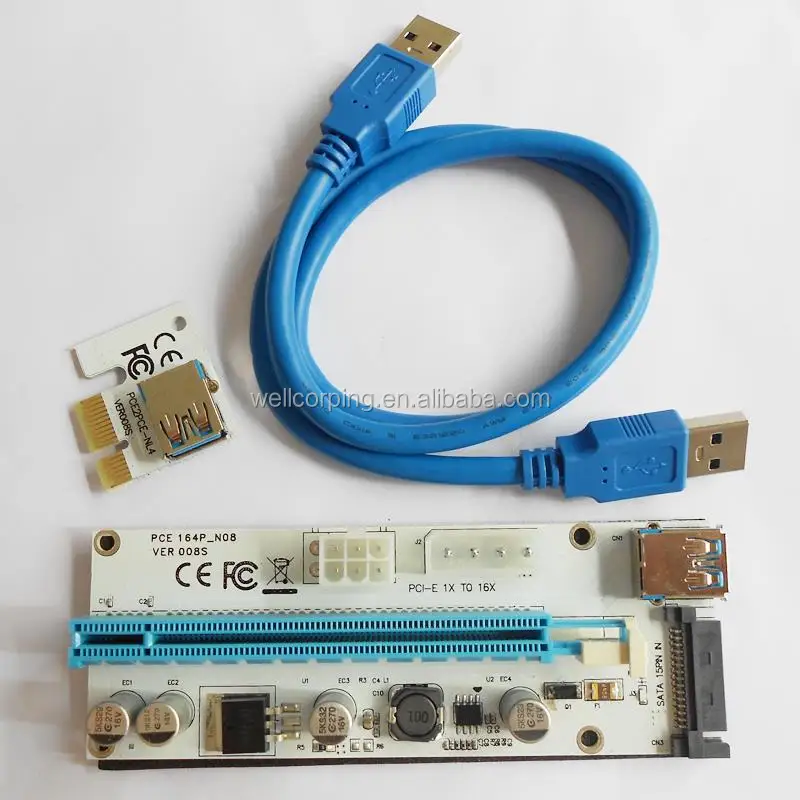 В наличии! PCI-E PCI Express Riser 1X до 16X Удлинительный Кабель usb 3,0 VER 008c 007s 009s