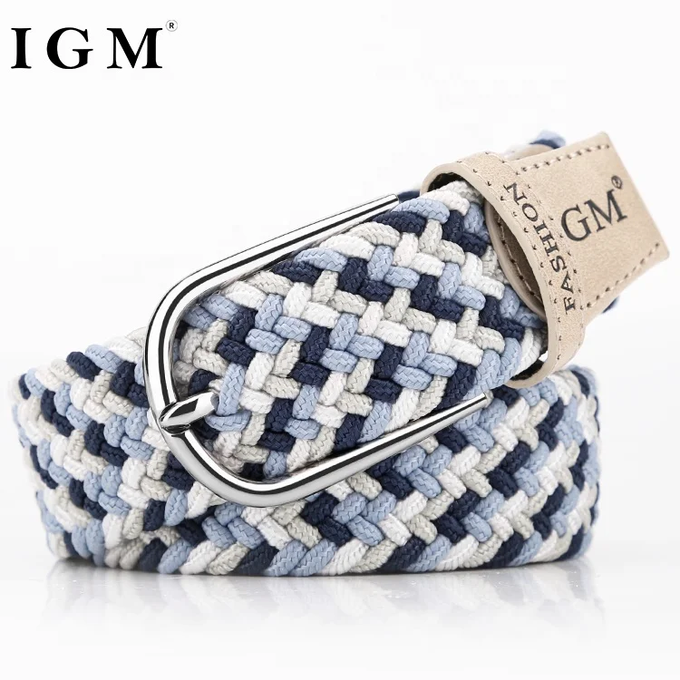 Unisex child braided cotton stretch elastic waist woven belt