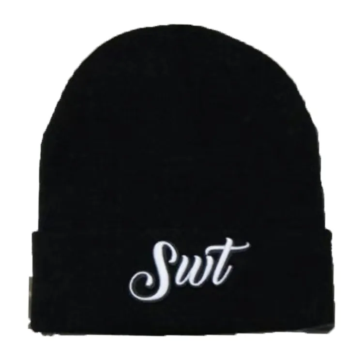 Fashion thick cuffed hats women knit winter beanie hats with custom logo