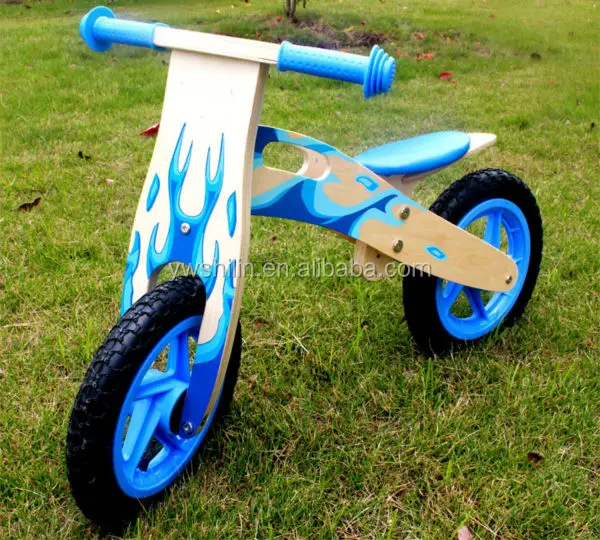 Hot sales Blue Flame Kids Wooden balance Bike with FSC and SGS