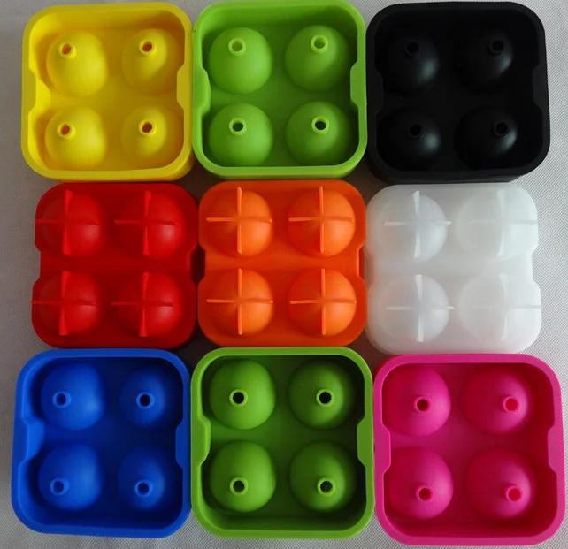Hot Selling Round Ice Balls Maker Ice Cube Tray Four Large Sphere Molds for Whiskey Cocktails