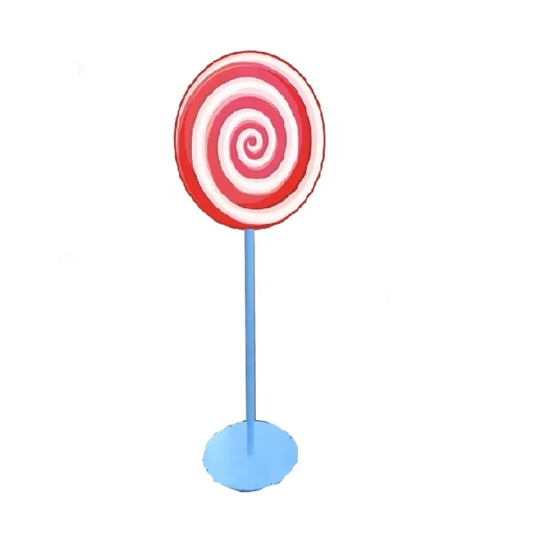 Large Waterproof Fiberglass Animal-Pattern Lollipop Decorations Giant Candy Cane for Outdoor Christmas Decoration
