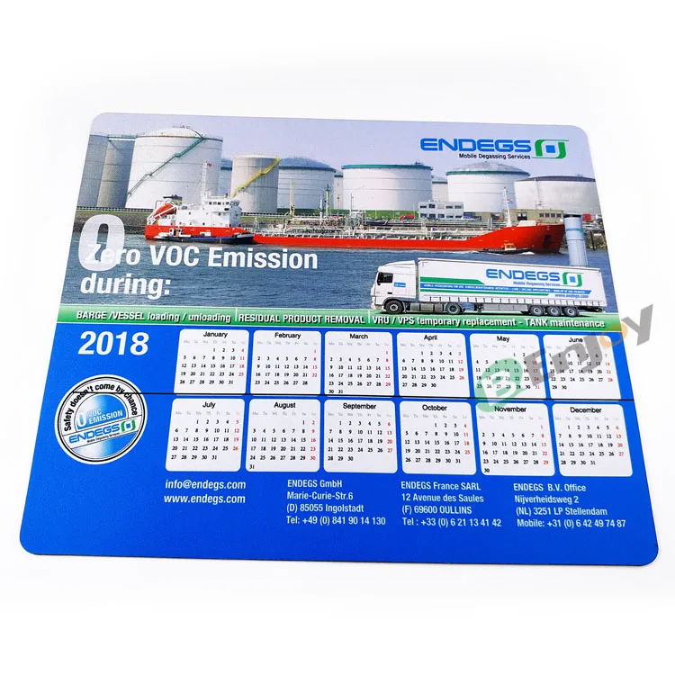 2018 High Quality Custom Calendar Rubber Promotional Mouse Pad