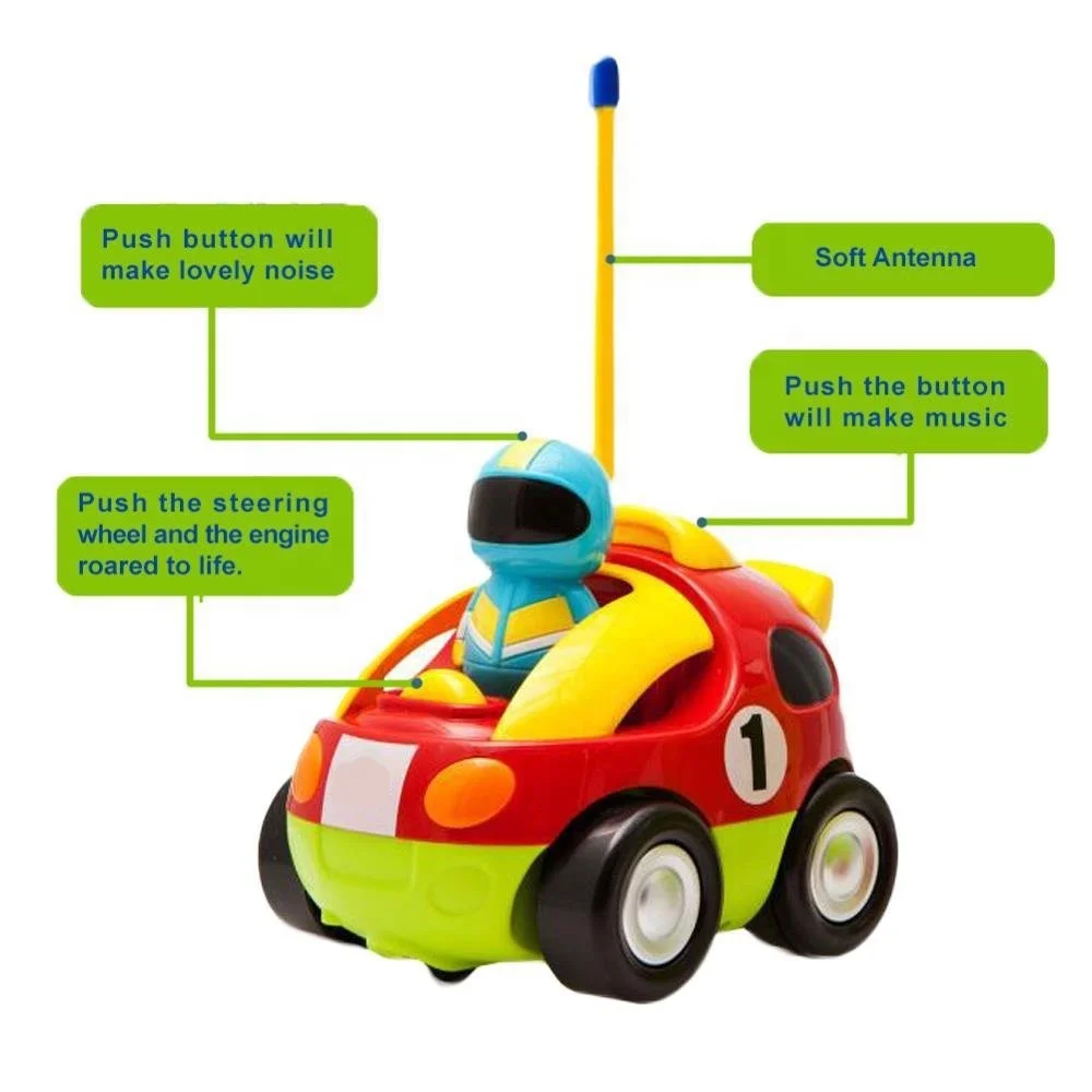 Amazon hot selling Cartoon R/C Race Car Radio Remote Control Toy with Music and Lights for Toddlers