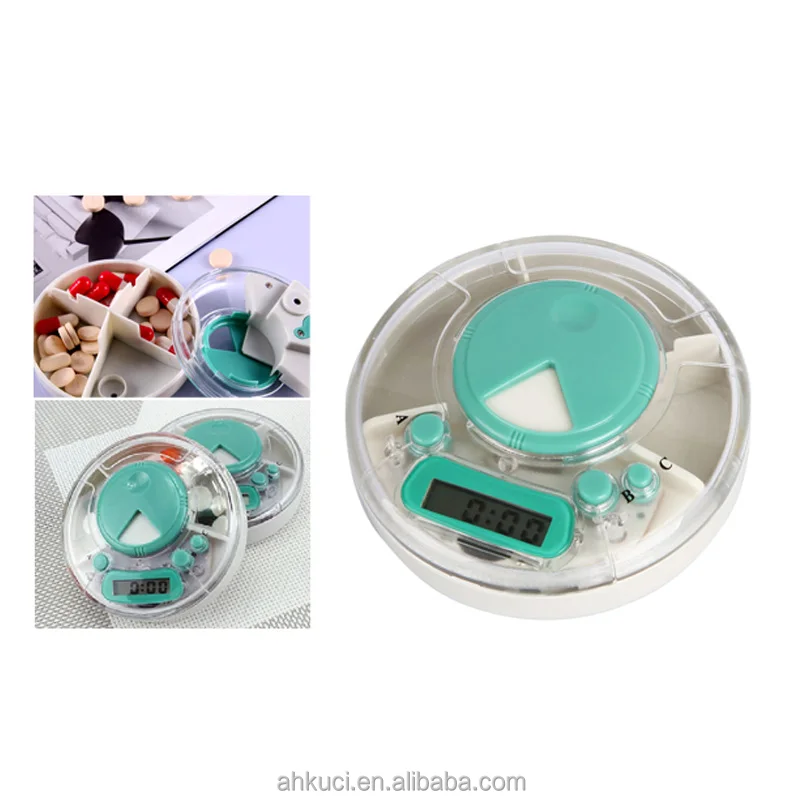 Оптовая продажа, Таймер сигнализации, пластиковая светодиодная подсветка, четыре группы, настройки будильника, таймер в виде таблетки