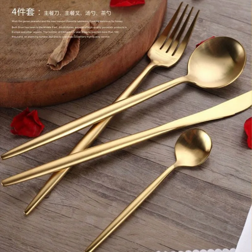 
Portugual Style PVD Gold Plated Cutlery Set Stainless Steel Crockery 
