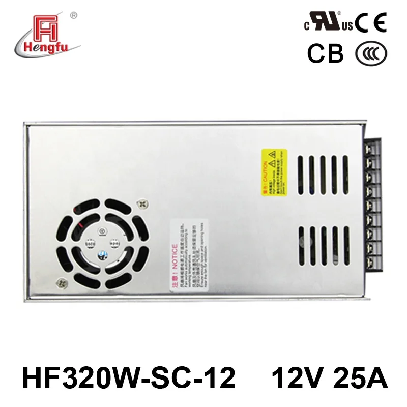 12V 25A Hengfu HF320W-SC-12 SMPS single output AC DC UL CE CB PFC switching power supply