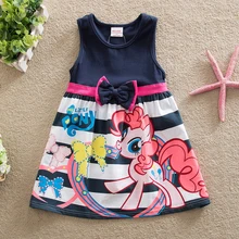 Meninas Vestido de Verão 2016 Nova Meus Filhos Vestido Grande Arco e Little Pony Flor Meninas Princesa Crianças Vestido de Bebê Meninas Vestido