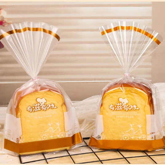 Tin tie seal heat cutting  Custom logo printed transparent sliced bread packing PP bags for bakery