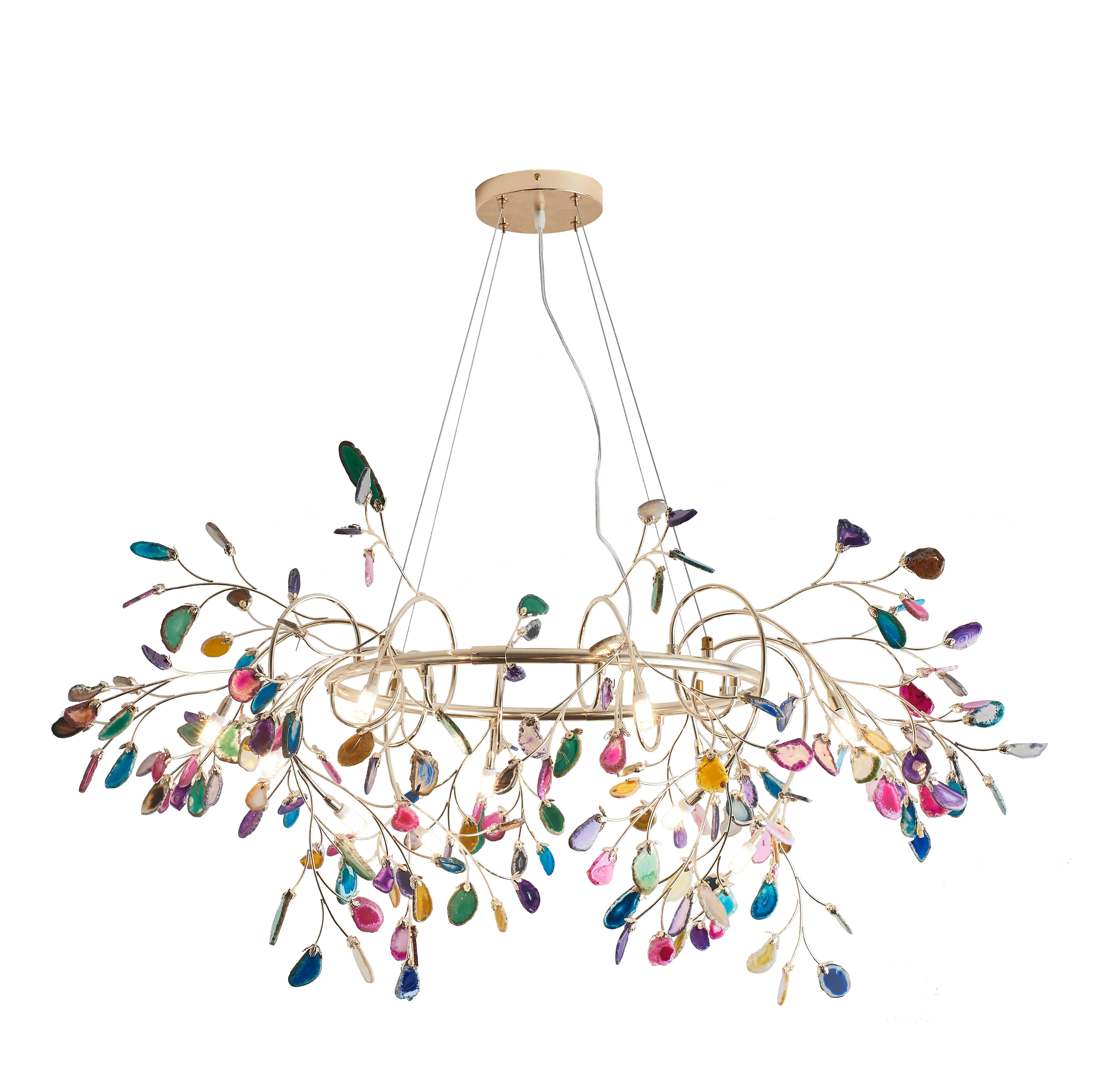 
New style Industrial fancy custom colorful agate home loft Chandelier ceiling pendant lights 