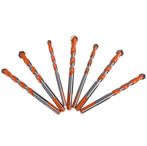 Orange color Three-Flat Shank Carbide Tip Multi Material Drill Bit for glass Ceramic Porcelain Tile Brick