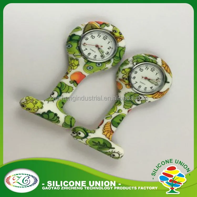 2021 Hot Sale heat transfer Silicone Brooch Watch Quartz Custom Nurse Pocket Watch