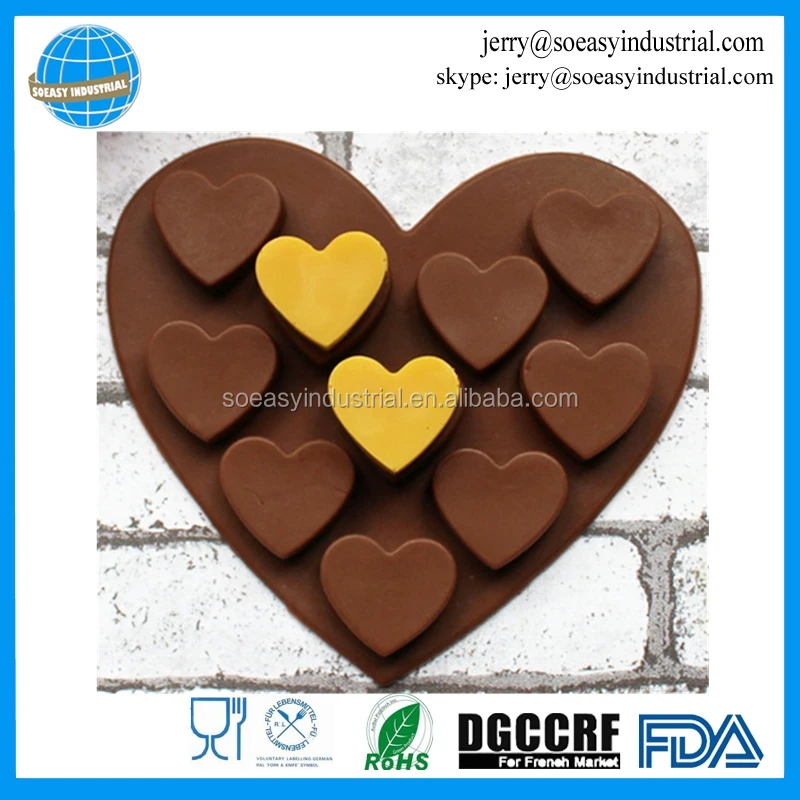 Wholesale heart shape silicone candy chocolate candy soap ice cube tray molds