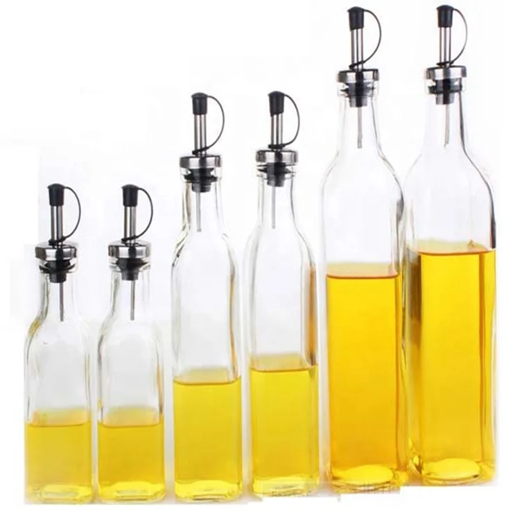 12oz Glass oil dispenser/spice holder Stainless Steel Nozzle Glass Oil Bottle / Vinegar Cruet