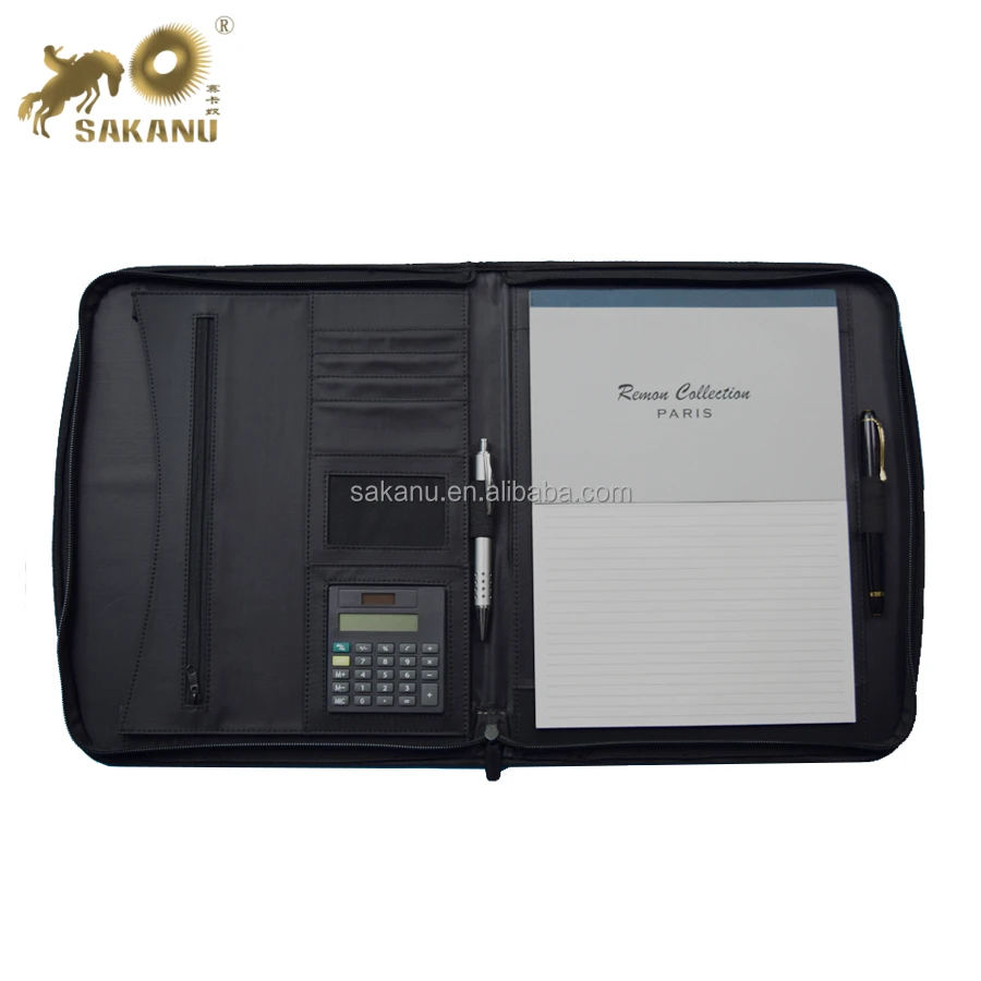 A4 PU leather accordion file folder portfolio padfolio