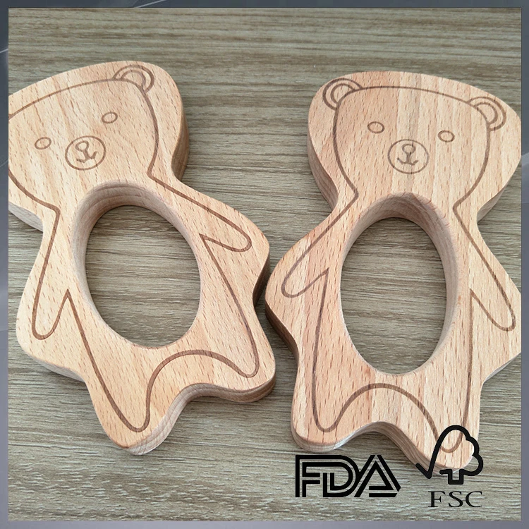 Деревянный Прорезыватель для зубов в виде медведя